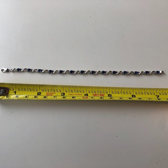 NIB--14 karat white gold sapphire and diamond bracelet - Picture 2 of 6